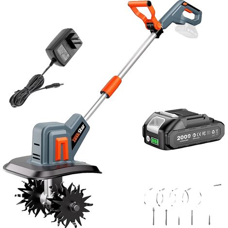 Motozappa senza fili, 360 giri/minuto, 48 robuste frese in acciaio, batteria da 2,0 Ah, UE (1/2)