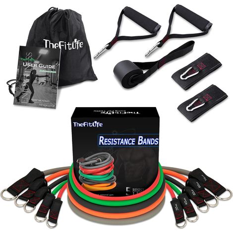 Bandes de Résistance avec Poignées - jusqu'à 110/150/200/250/300 lbs Empilables, Sangles Cheville, Ancrage Porte, Sac Inclus (1/5)