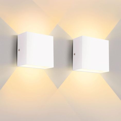 LED Wandleuchte, 2 Stück Modern Up and Down Wandlampe 6W Warmweiß für Wohnzimmer, Schlafzimmer, Flur, Treppen (Weiß)