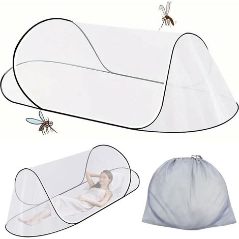 Moustiquaire Pop Up, 200 x 80 x 56 cm Moustiquaire Voyage avec Fond en Filet, LitMoustiquaire Familial, Pliable, Léger et Portable pour Lits Simples, au Camping et aux Activités de Plein Air (1/5)