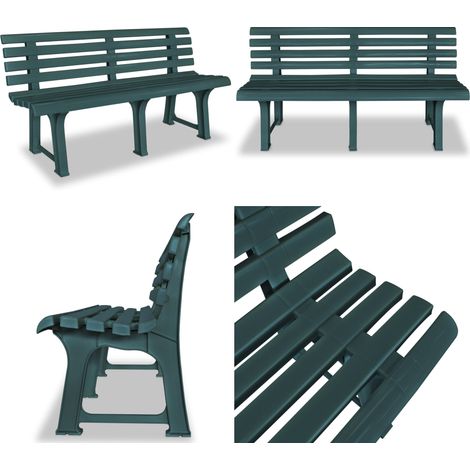 Banc de jardin 145,5 cm Plastique Vert - Banc De Jardin - Mobilier De Jardin - Banc Extérieur - Chaise Longue - Décoration Extérieure - Home & Living