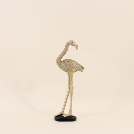 Objet déco flamand rose en polyrésine doré 30cm (1/5)