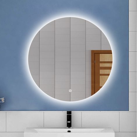 AICA 60 x 60cm Specchio da bagno con LED,Tondo,Disappannamento,Touch,Memoria,Dimmerabile,Retroilluminato (1/5)