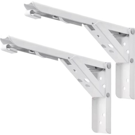 Robuste, 20 cm (8 Zoll) lange, klappbare Wandregalhalterungen aus Edelstahl für Heimwerkerprojekte – 2er-Pack, weiß (1/5)