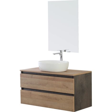 mobile bagno sospeso "revital" noce, 80x46x51 cm