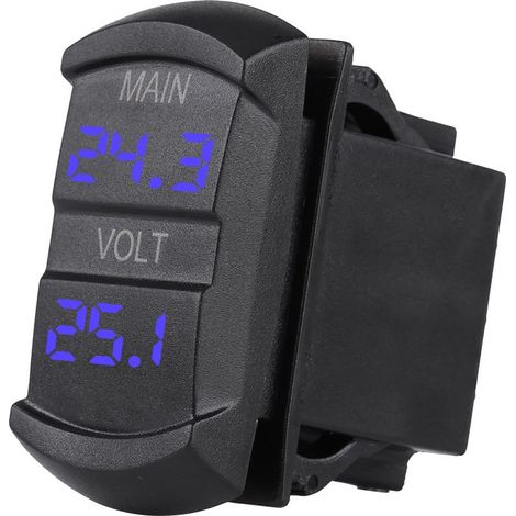 GARRYFIZH Voltmètre double, jauge de tension numérique universelle étanche avec protection contre les courts-circuits, LED bleue, 10 V-60 V CC pour batterie de pick-up, camping-car ou quad (1/5)