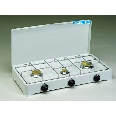 FORNELLO 3 FUOCHI A GAS METANO CON COPERCHIO CAMPEGGIO PESCA CD 01025300 (1/2)