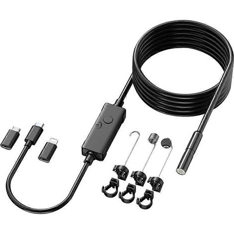 Outils de réparation W400D : outils de diagnostic automobile, endoscope avec caméra 8 mm et 8 LED, adaptateur micro-USB Type-C, câble de 5 m, 2 000 000 pixels. (1/5)