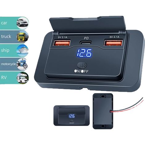 Presa USB, 4 porte, design impermeabile, 2 porte USB-PD-3 (1/2)