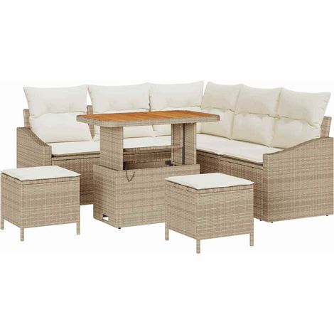 Garden Sofa Set with Cushion 8 pcs Beige Poly Rattan vidaXL (1/5)