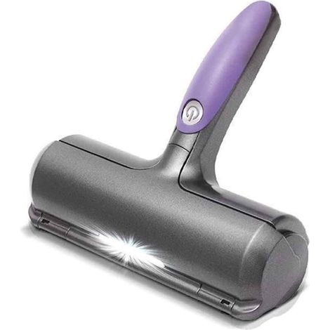 Brosse À Poils Animaux - Brosse Nettoyage LED Réutilisable - Pour Canapés Vêtements Tapis Sièges Auto - Violet Et Gris