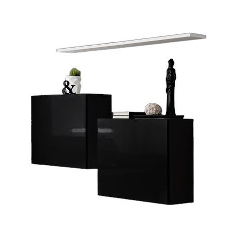 Set arredi salotto SWITCH SBI – Nero lucido e scaffale bianco – Design moderno