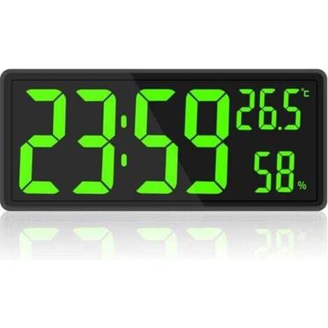 Große Digitaluhr, große digitale Wanduhr mit Temperatur- und Feuchtigkeitsanzeige, LED-Digitaluhr für Schlafzimmer und Büro, gut lesbar und auch für ältere Menschen geeignet.