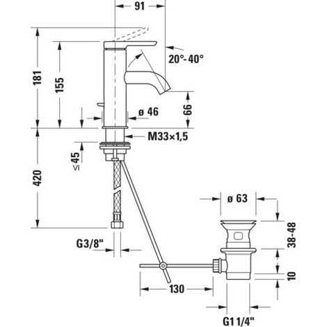 DURAVIT C11013001010 C.1 Mitigeur monocommande lavabo S