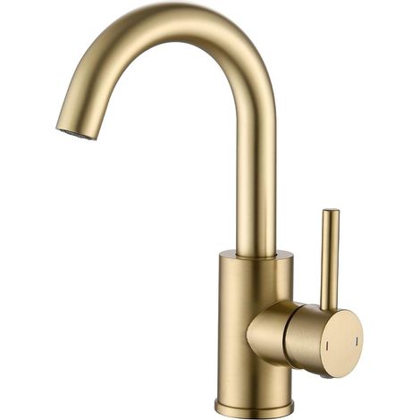 1 Mitigeur Monocommande, Rotation 360°, Acier Inoxydable, Bec Haut, Salle De Bain Cuisine (1/5)