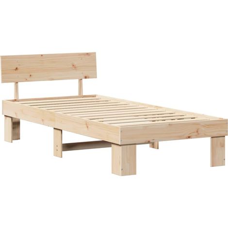 Lit simple,Lit adulte,Cadre de lit Marron 90 x 200 cm Bois massif en pin CFW8823292 (1/5)