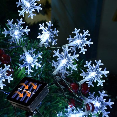Guirlande lumineuse solaire d'extérieur flocon de neige, 8 modes, pour jardin, cour, mariage, fête, décoration (blanc froid, 7 m, 50 lumières) (1/5)