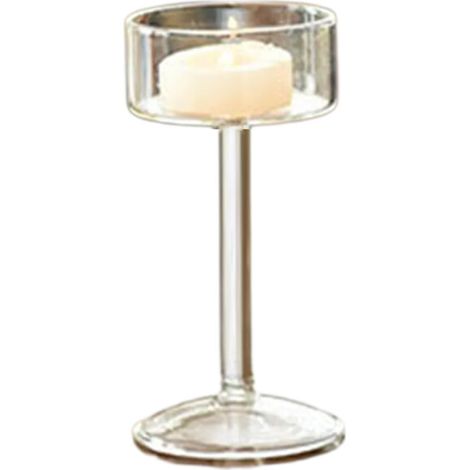 Candelabro de cristal vintage con tallo largo, portavelas - S