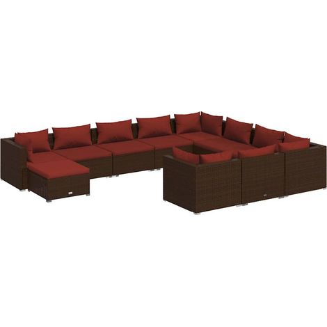 Maison Exclusive - 11-tlg. Garten-Lounge-Set mit Kissen Poly Ratt (1/5)