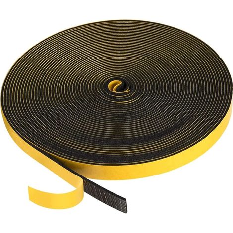 Window Insulation Seal - Rubber Foam Door Seal - 12mm (W) x 1.5mm (H) x 10m (L) - Anti Cold and Noise Isolating - Shock Proof for Corner Cupboard, Black (1/5)