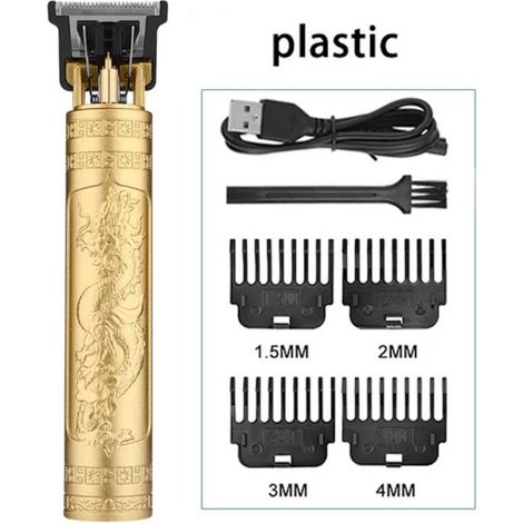 TrAdE Shop Traesio - Tagliacapelli Rasoio Elettrico Ricaricabile Regolabile Taglia Barba Capelli Prof - Oro