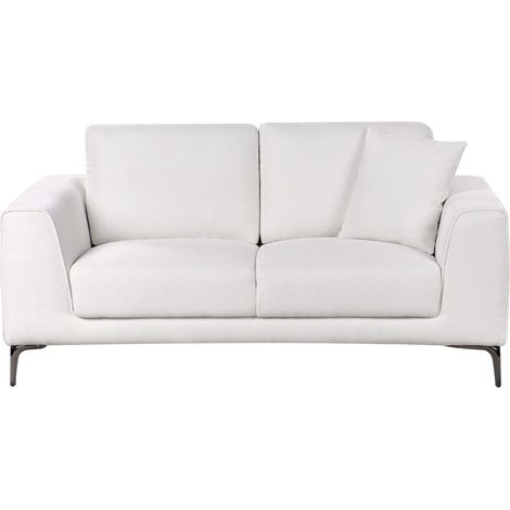 Canapé 2 Places Moderne en Tissu Rembourré Confortable Meuble de Salon Blanc Reinen