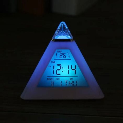 4 Couleurs Led Changement Numérique Réveil Bureau Gadget Numérique Thermomètre Nuit Glowing Cube Lcd Horloge (1/4)