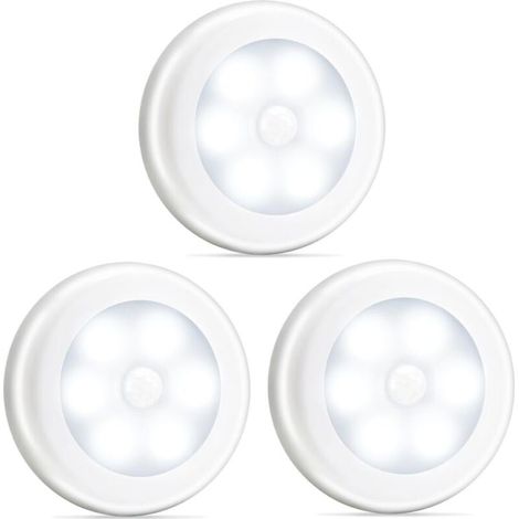 Novelty Place [Super Bright Lampes à détecteur de Mouvement à Del - Alimentation par Batterie, Aimant intégré, Tampon adhésif(en Option)- Veilleuse de Placard de Couloir de Salle de Bain - 3pcs