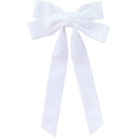 Nœuds En Velours - Pour Décoration De Sapin De Noël - Intérieur Extérieur - Pour Couronnes Et Emballage Cadeaux - 2 Pièces - 22 X 11,5 Cm - Blanc (1/2)