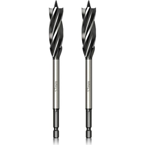 Professionelles Holzbohrer-Set, 17 mm x 165 mm x 2 Stück, Spiralbohrer mit selbstvorschiebender Pilotspitze, 1/4-Zoll-Sechskantschaftbohrer für die Holzbearbeitung