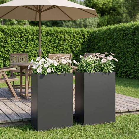 Cache-pot de jardin 2 pc Noir 40 x 20 x 75 cm (1/5)