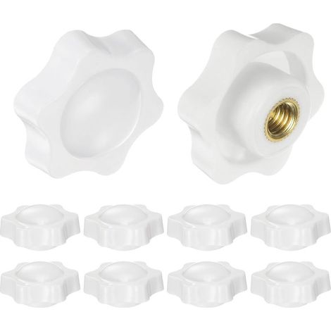 10 Stück Sterngriffmutter M8 x 38mm Flügelmuttern mit Gewinde, Rändelmutter Handgriff Klemmmutter 38mm Spannknopf für Industrie Werkzeugmaschinen Geräte Fitnessgeräte, Weiß (1/5)