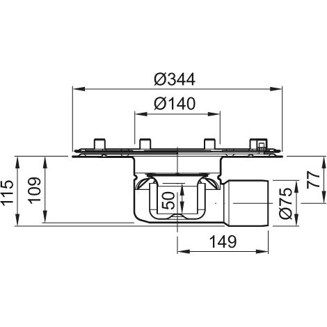 ACO Bodenablauf Variant-CR DN70/1,5Grad/1,5l/s/ Pressflohne WS, 9575.20.00