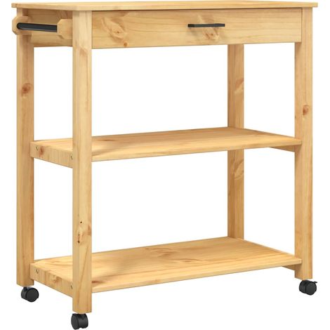 Chariot de cuisine MONZA 84x40x88,5 cm bois massif de pin (1/5)