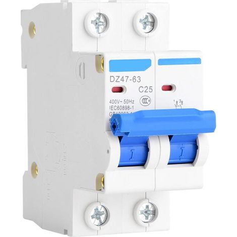 Ej.Life 400V AC Disjoncteur Miniature DZ47-63 Commutateur Pneumatique Protection Contre les Fuites AC 2P 25A (1/5)
