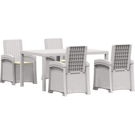 Maison Exclusive - Set da Pranzo per Giardino 5 pz Bianco e Crema PP (1/5)