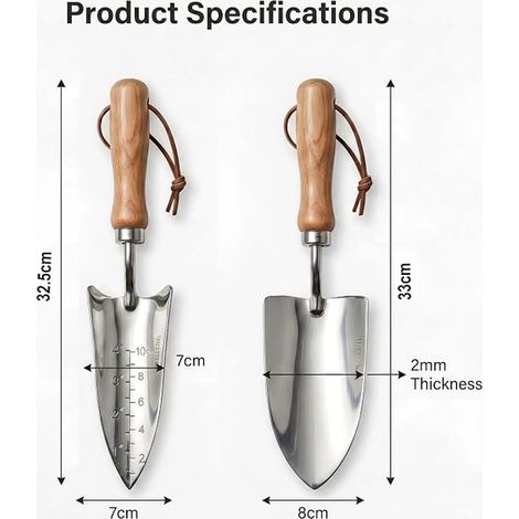 Outils de Jardinage en Acier 33 x 8 cm et 32,5 x 7 cm Transplantoir Truelle Jardinage Petite Pelle de Jardin pour Repiquer des Plants Désherber et Aérer la Terre (1/4)