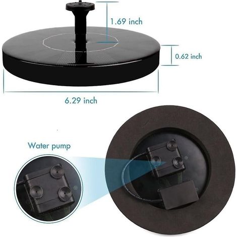 Pompes solaires pour fontaines, fontaine solaire de jardin avec panneau solaire monocristallin de 1,4 W pour bassin de jardin ou (1/3)