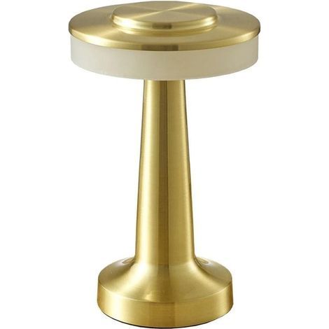 Lampada da tavolo LED wireless color champagne oro 12,5 x 12,5 x 20,5 cm 1 pezzo 2 W 3 tonalità di luce lampada portatile wireless con sensore tattile (1/5)