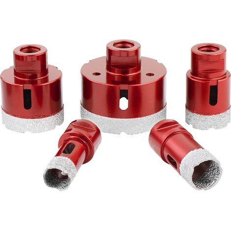 Scie Cloche Diamant 5PCS 20/25/35/50/68mm Foret avec Filetage M14 pour le forage à sec ou humide en Porcelaine, Carrelage, Granit, Marbre, Verre (1/5)