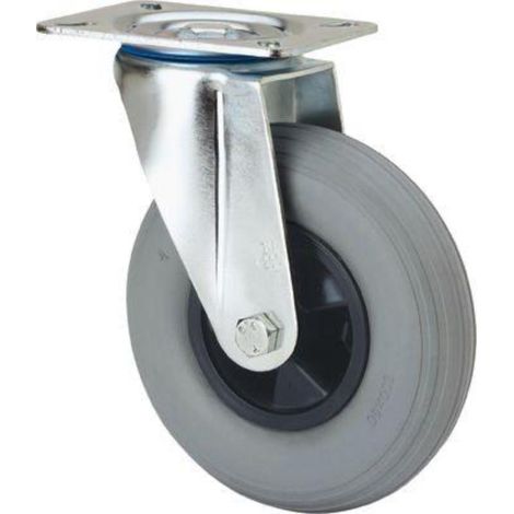 rueda giratora placa 10zv200-ep polip.-impinchable gris eje liso (1/2)