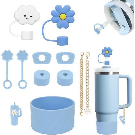 Kit 11 accessoires pour gourde Stanley 1.2L et 850ml, protection anti-fuite, bouchons paille, breloques (1/5)