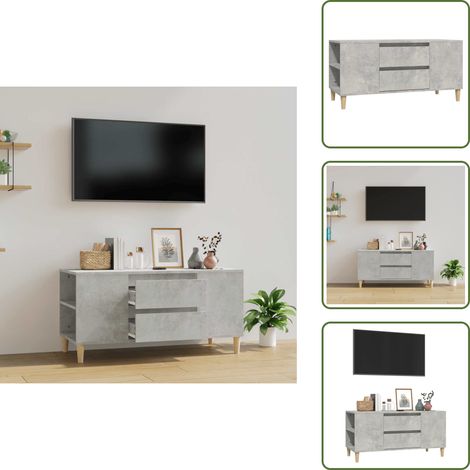 Meuble TV Gris béton 102x44,5x50 cm Bois d'ingénierie - Meubles Tv - Meuble Tv Gris - Meuble Tv Scandinave - Meuble Tv Industriel - Rangement Tv (1/5)
