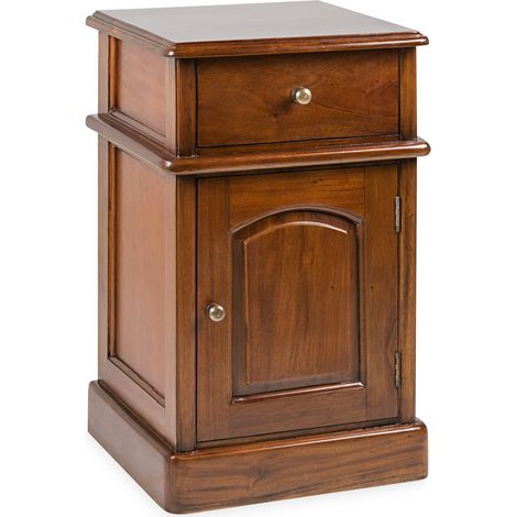 Table d'appoint en bois d'acajou marron 1 porte 1 tiroir Castle 40cm (1/4)