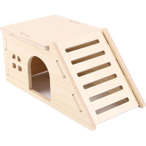 Casetta per criceti, gabbia in legno a prova di fuga per roditori, accessori e giocattoli per piccoli animali, arricchimento d'arredo per la casa. (1/2)