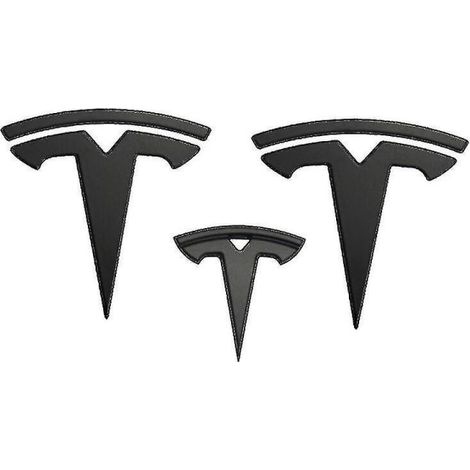 Badge de volant Tesla Model Y 3x logo T noir mat, emblème de carrosserie, autocollant de direction, accessoire auto, kit de décoration intérieure/extérieure (1/5)