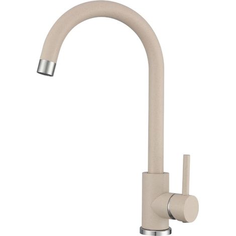 Rubinetto da cucina effetto granito beige con beccuccio girevole a 360° - Miscelatore monocomando per lavello - Rubinetto moderno per lavello (1/5)