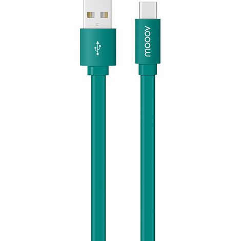 Câble USB-C /USB-A plat 1 m - vert quetzal (1/3)