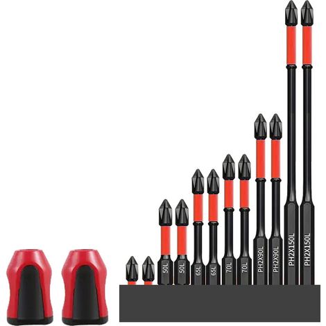 14 magnetische, rutschfeste Rot-Schraubendreher-Aufsätze aus schlagfestem S2-Stahl mit magnetischer Gel-Basis und rutschfestem Profil