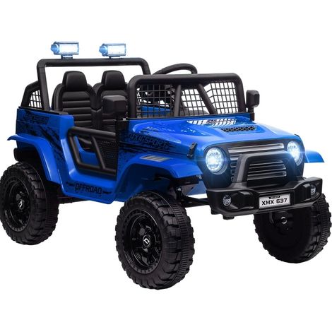Auto elettrica per bambini 12V blu con doppio motore, telecomando, luci LED e clacson MODENUIT (1/5)